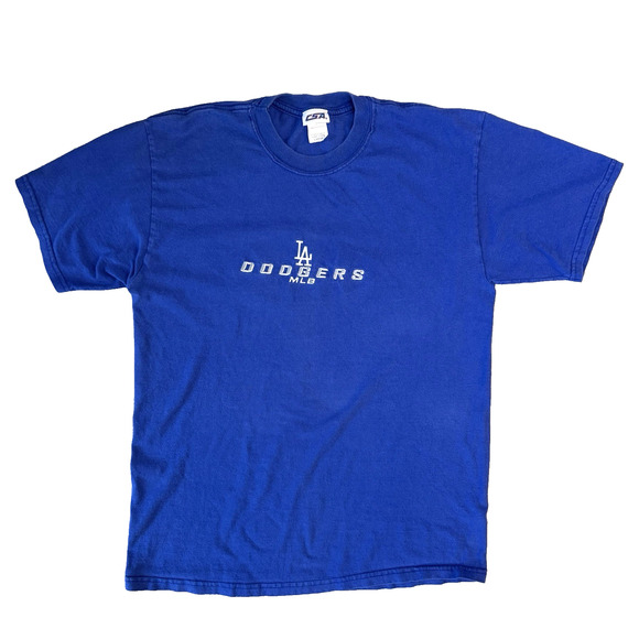 VTG Y2K Los Angeles Dodgers Embroidered Adult T-Shirt Sz L MLB Genuine Merch - Picture 1 of 6
